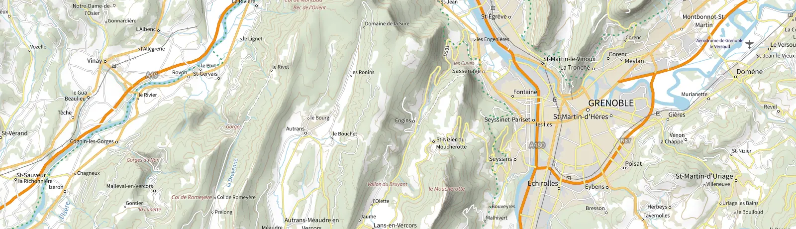 Carte IGN des environs de Grenoble, lieu de départ