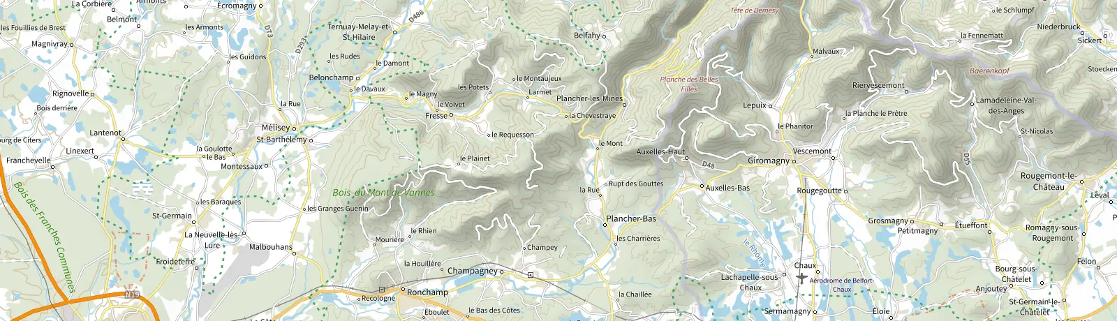 Carte IGN des environs de Giromagny, lieu de départ