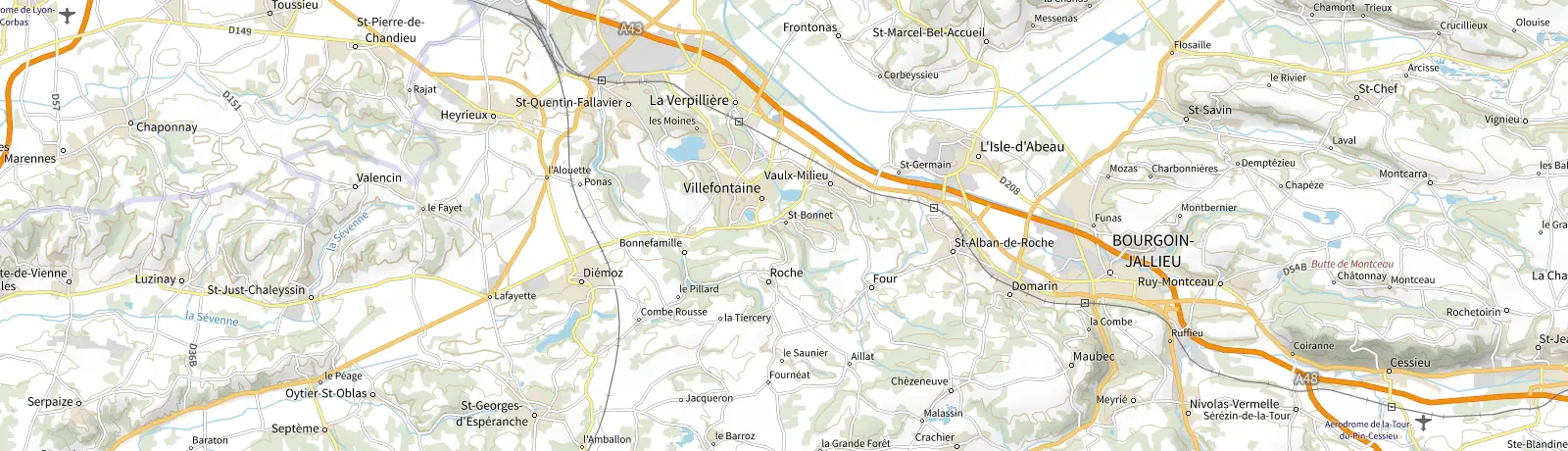 Carte IGN des environs de Bourgoin-Jallieu, lieu de départ