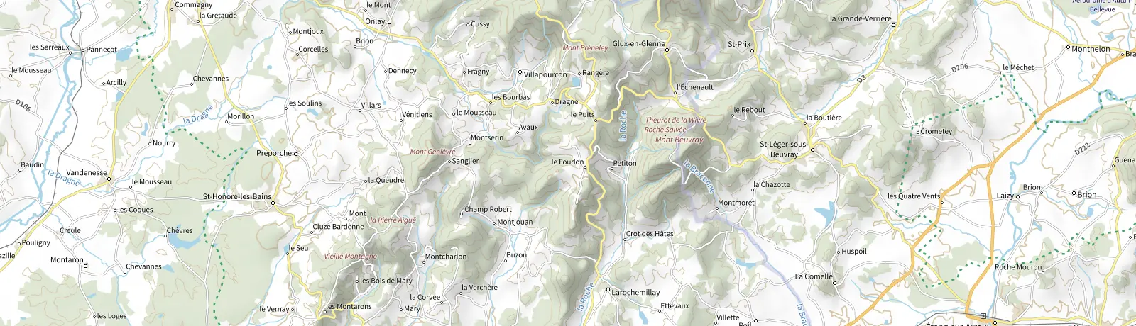 Carte IGN des environs de Saint-Léger-sous-Beuvray, lieu de départ