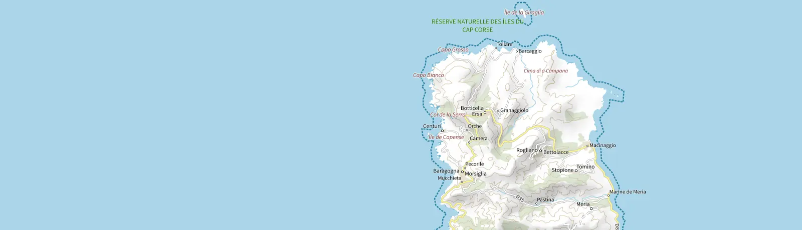Carte IGN des environs de Rogliano, lieu de départ