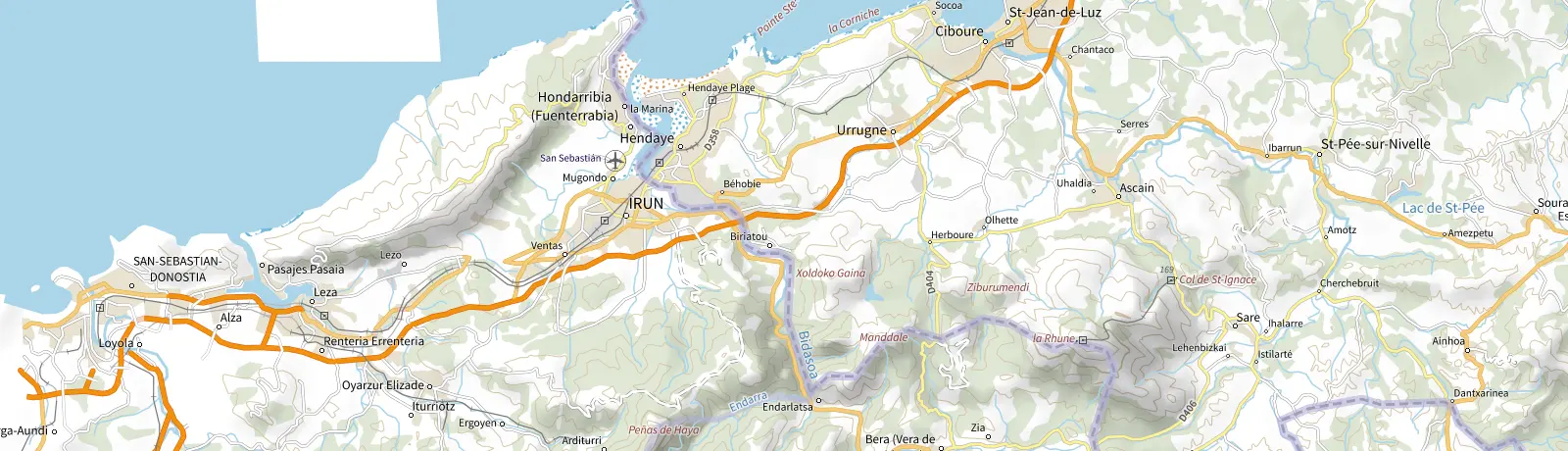 Carte IGN des environs de Ascain, lieu de départ