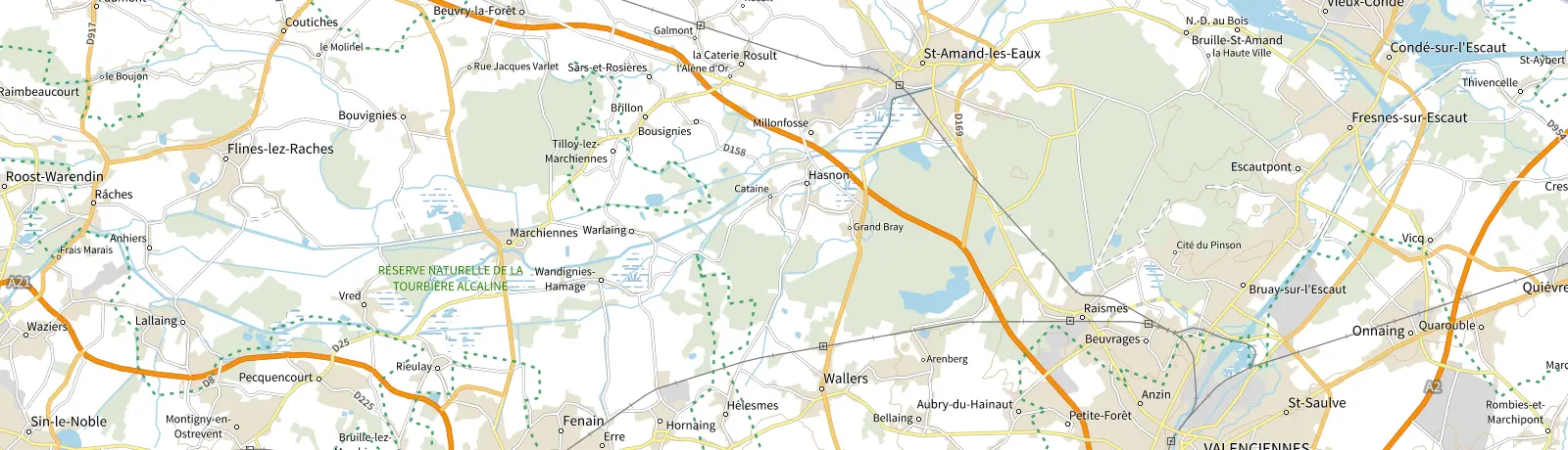 Carte IGN des environs de Raismes, lieu de départ