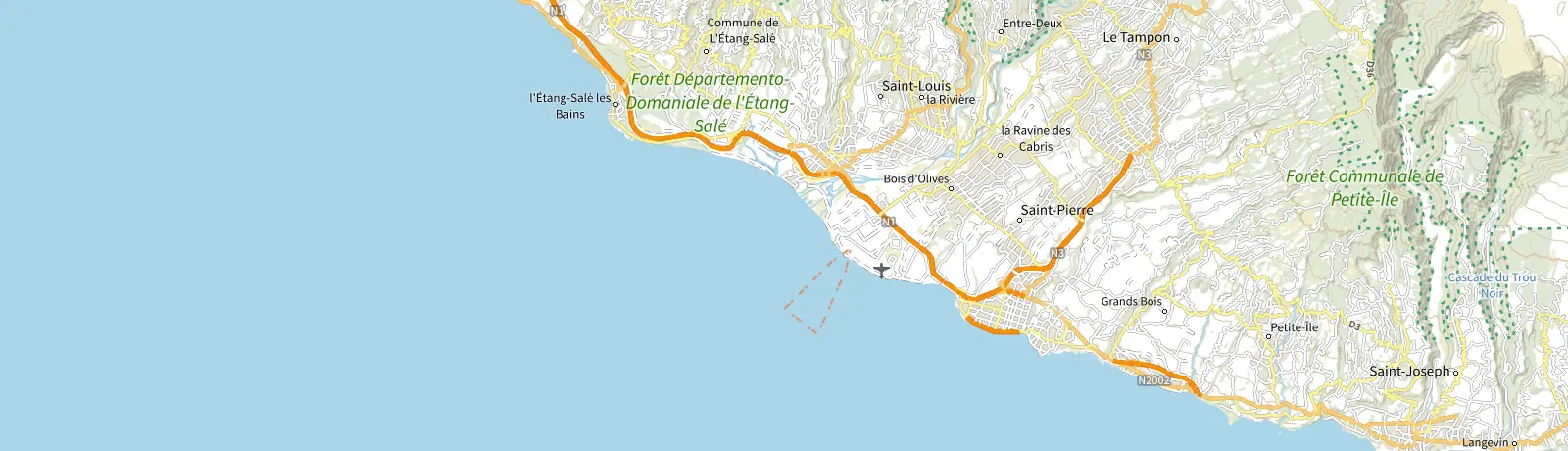 Carte IGN des environs de Saint-Pierre, lieu de départ
