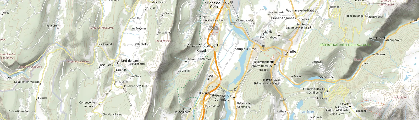 Carte IGN des environs de Vizille, lieu de départ