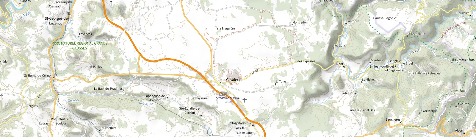Carte IGN des environs de Nant, lieu de départ
