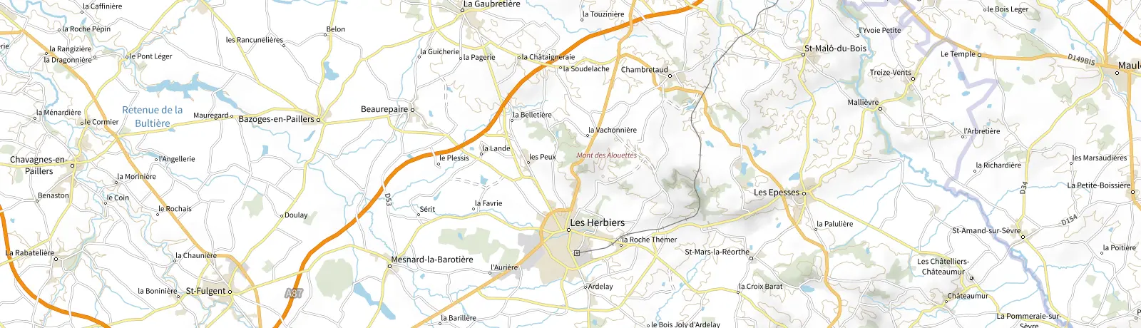 Carte IGN des environs de Les Epesses, lieu de départ