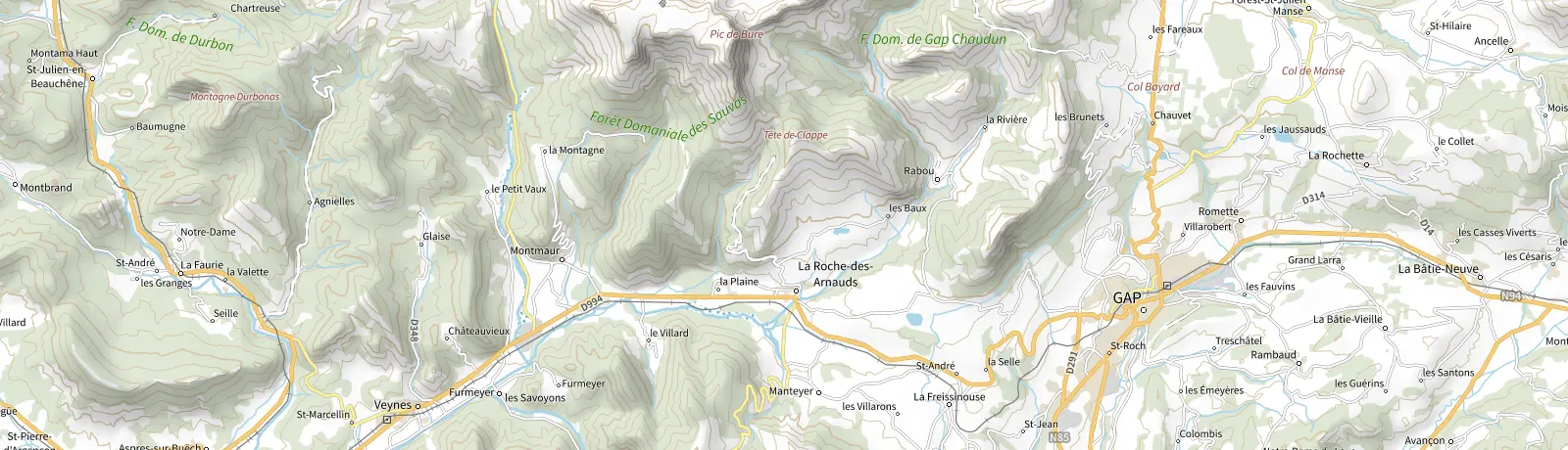 Carte IGN des environs de Gap, lieu de départ