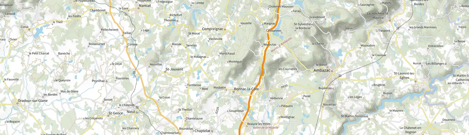 Carte IGN des environs de Ambazac, lieu de départ