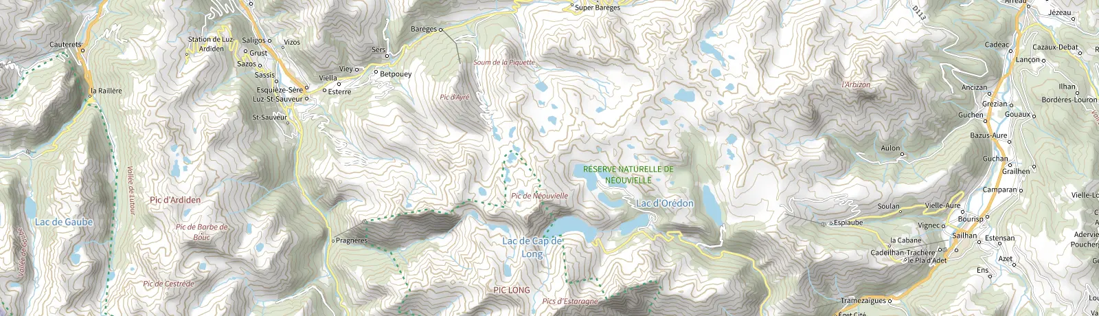 Carte IGN des environs de Vielle-Aure, lieu de départ