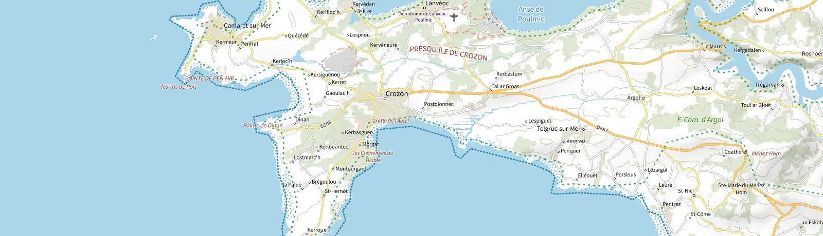 Carte IGN des environs de Telgruc-sur-Mer, lieu de départ
