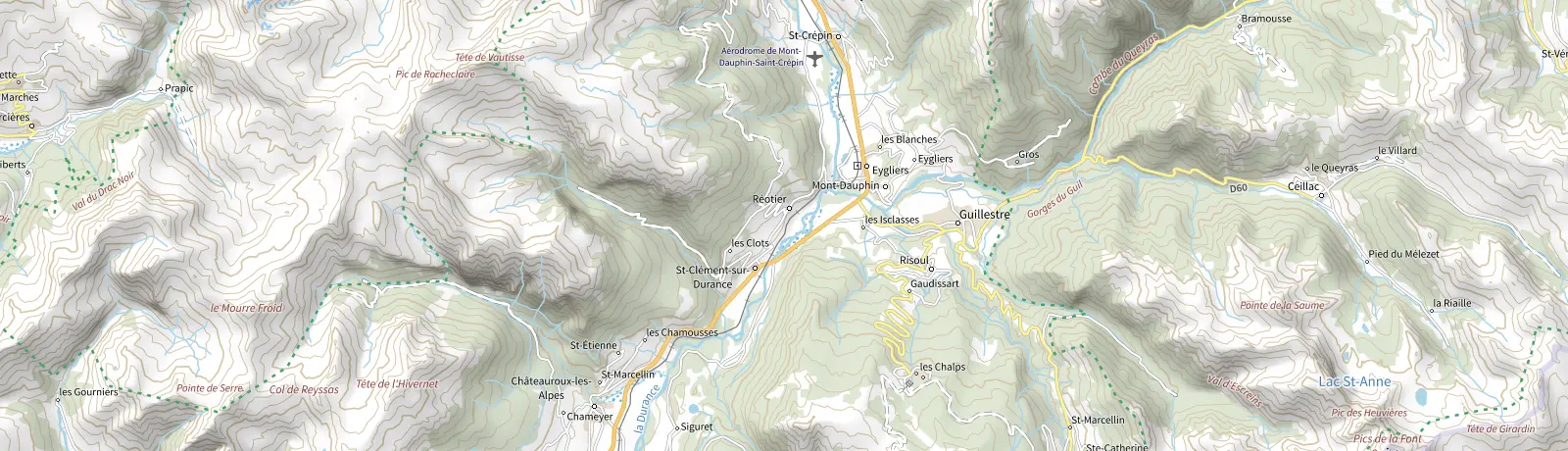 Carte IGN des environs de Guillestre, lieu de départ