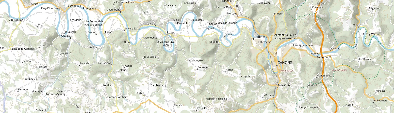 Carte IGN des environs de Cahors, lieu de départ