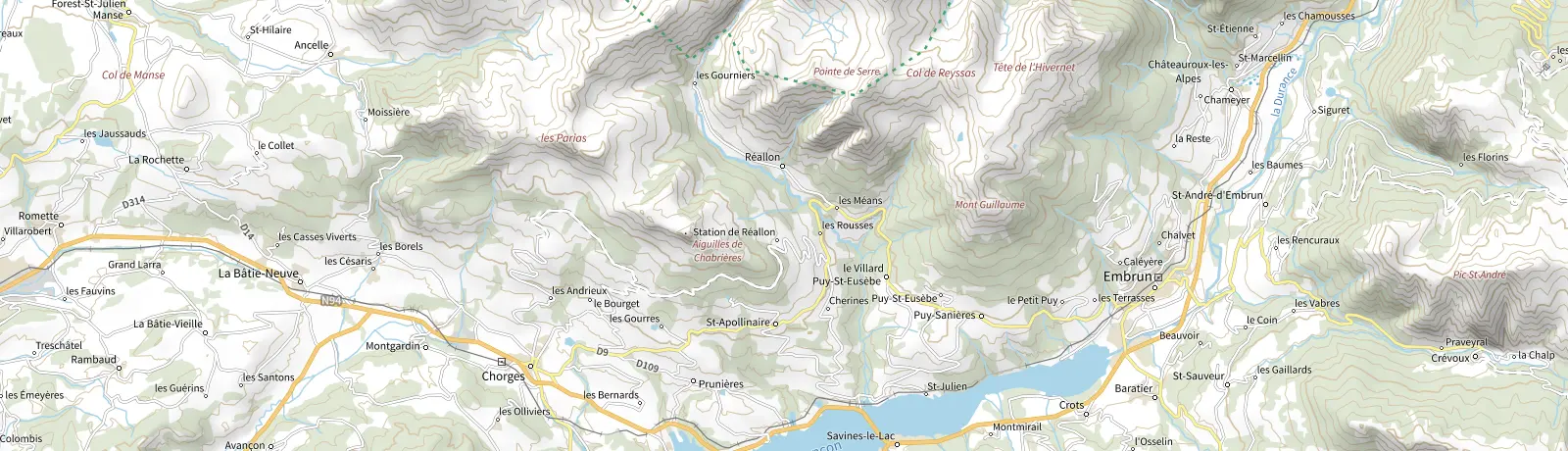 Carte IGN des environs de Embrun, lieu de départ