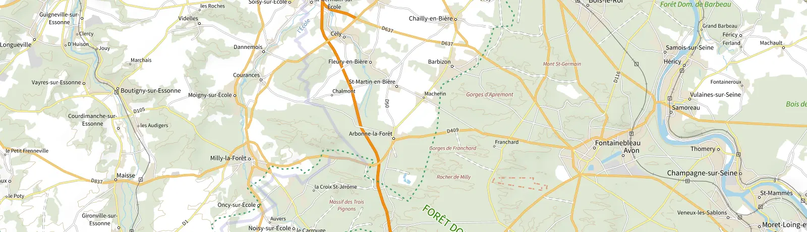 Carte IGN des environs de Fontainebleau, lieu de départ