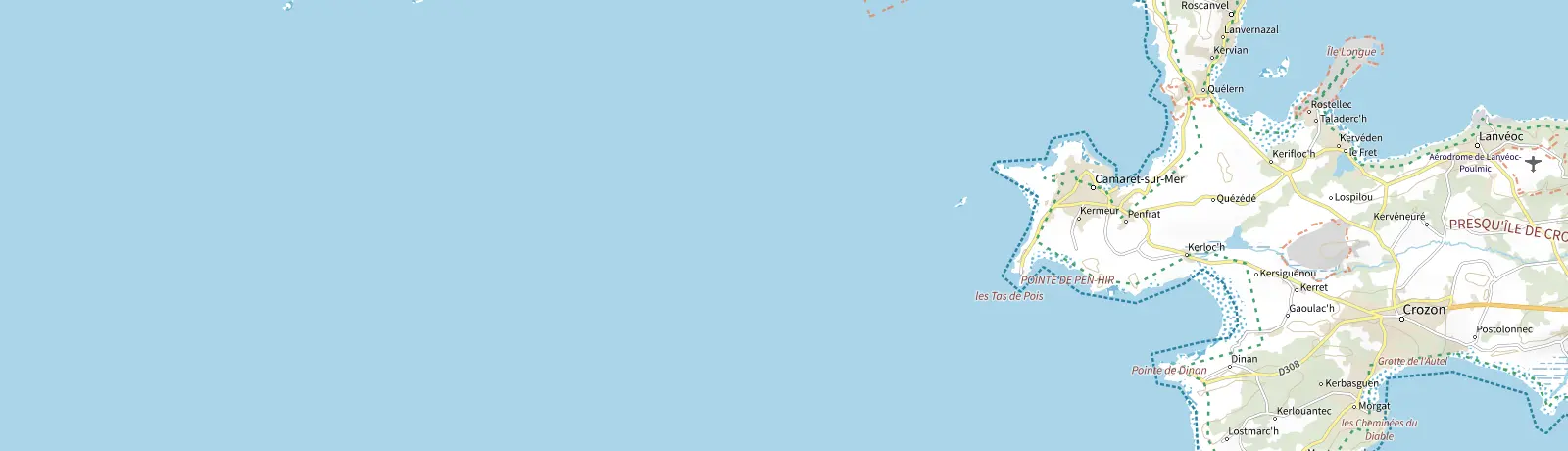 Carte IGN des environs de Camaret-sur-Mer, lieu de départ
