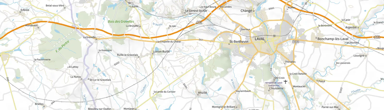 Carte IGN des environs de Laval, lieu de départ