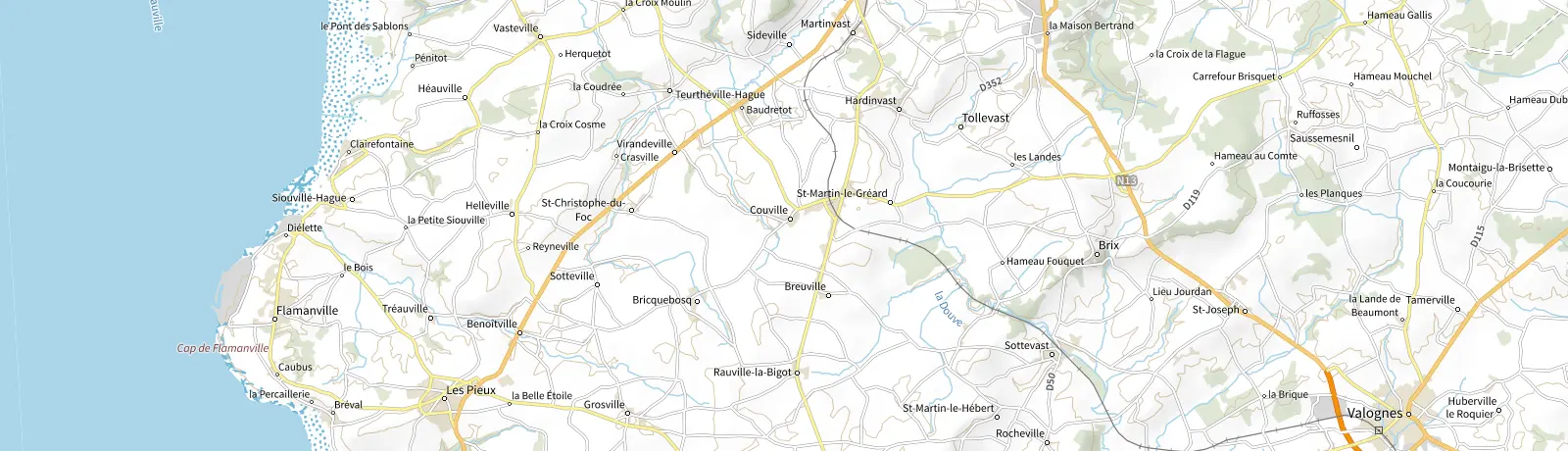 Carte IGN des environs de Brix, lieu de départ
