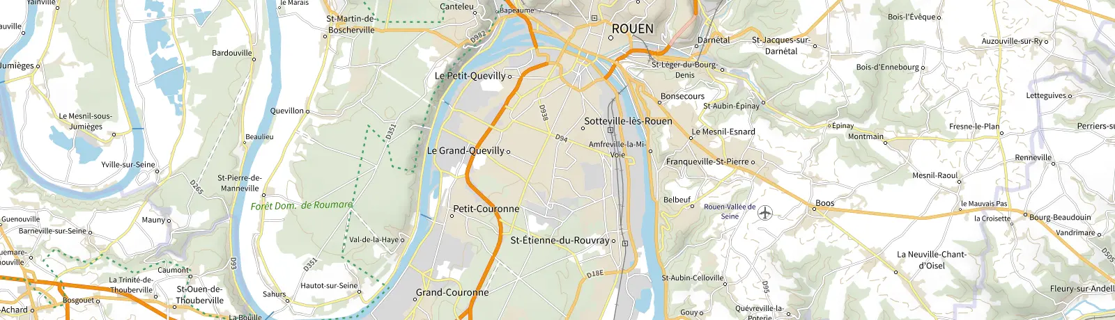 Carte IGN des environs de Franqueville-Saint-Pierre, lieu de départ