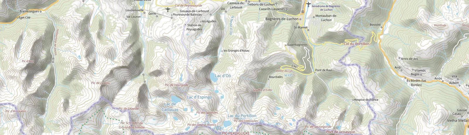 Carte IGN des environs de Bagnères-de-Luchon, lieu de départ
