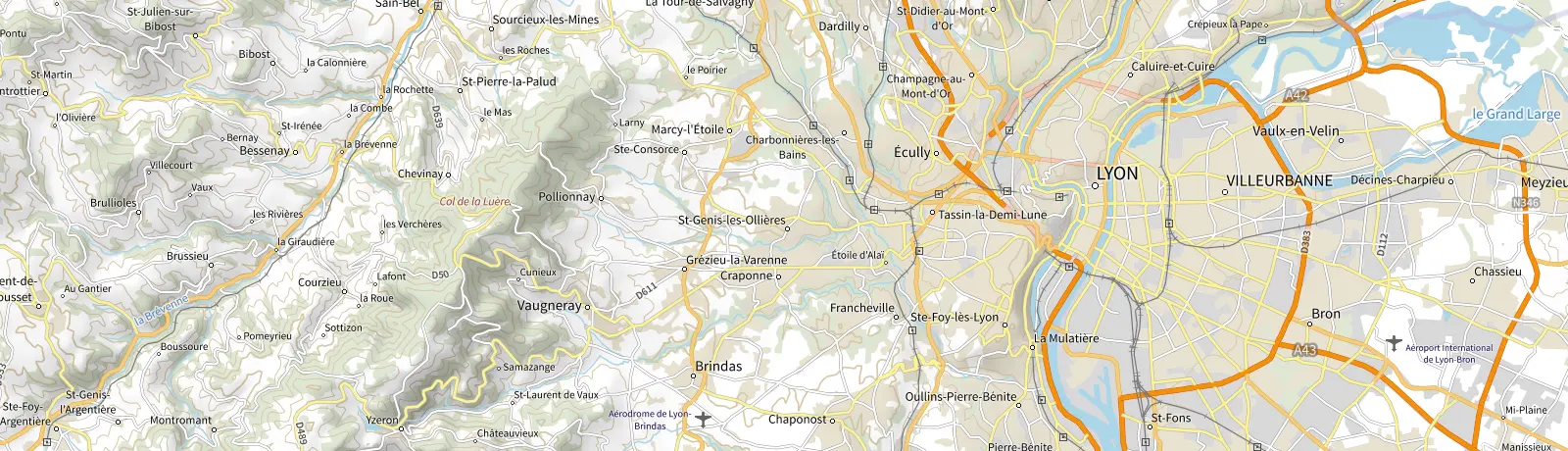 Carte IGN des environs de Lyon, lieu de départ