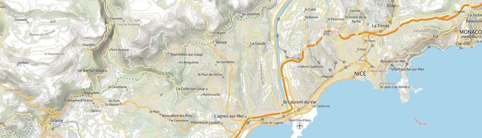 Carte IGN des environs de Nice, lieu de départ