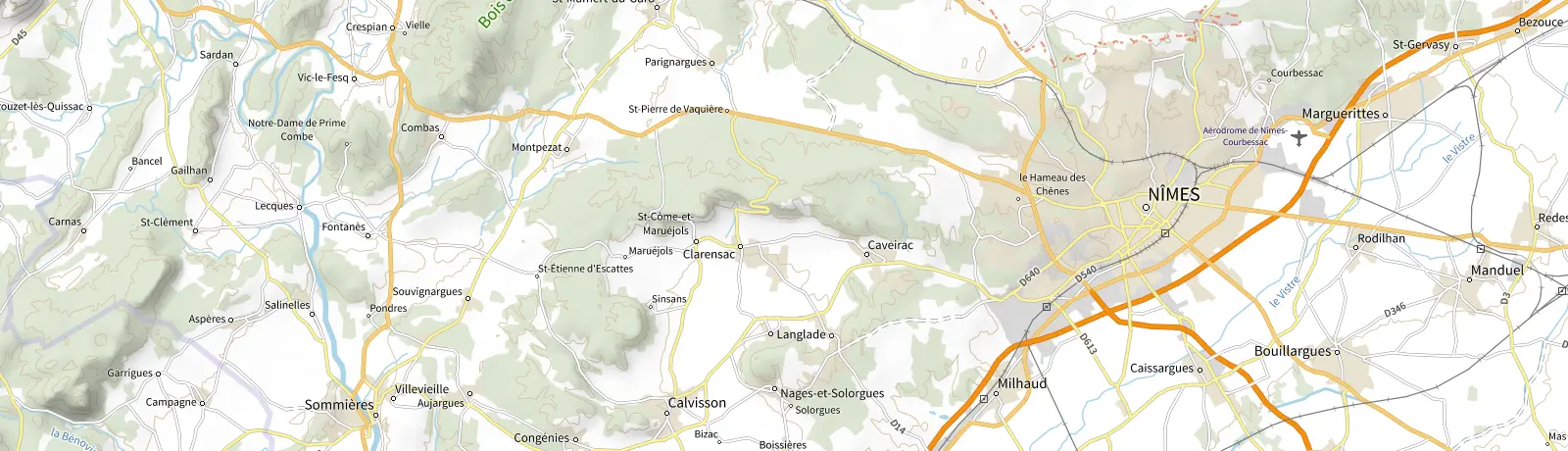 Carte IGN des environs de Nîmes, lieu de départ