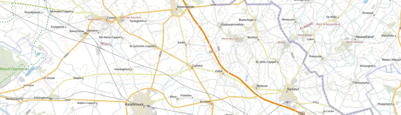 Carte IGN des environs de Saint-Jans-Cappel, lieu de départ