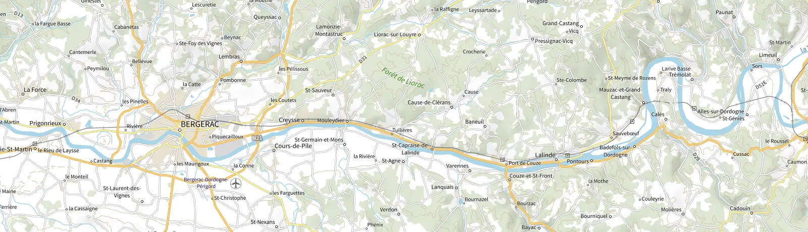 Carte IGN des environs de Lalinde, lieu de départ