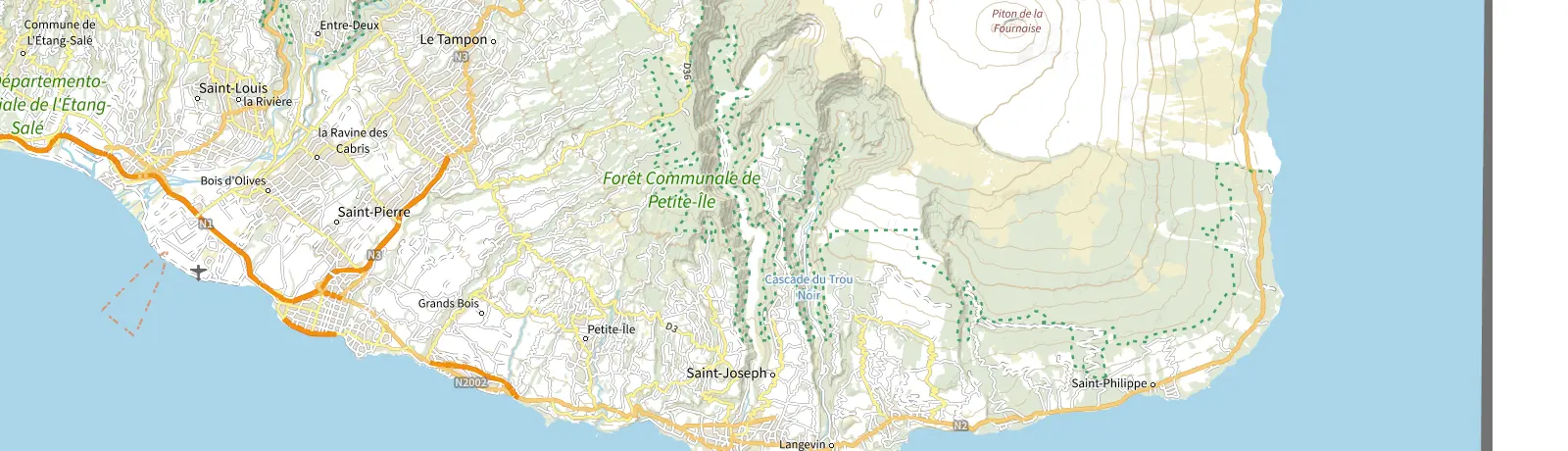 Carte IGN des environs de Saint-Philippe, lieu de départ