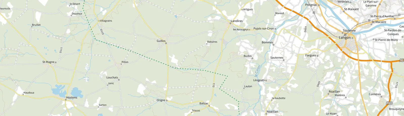Carte IGN des environs de Sauternes, lieu de départ