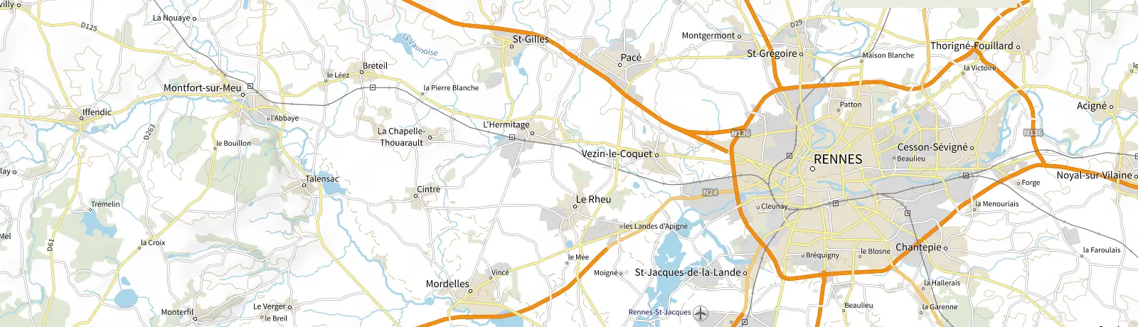 Carte IGN des environs de Rennes, lieu de départ