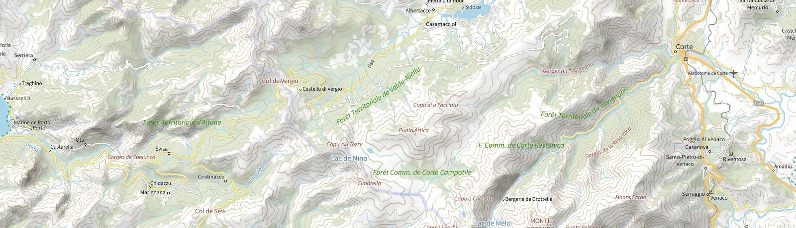 Carte IGN des environs de Corte, lieu de départ