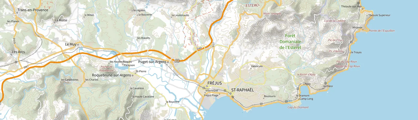 Carte IGN des environs de Saint-Raphaël, lieu de départ