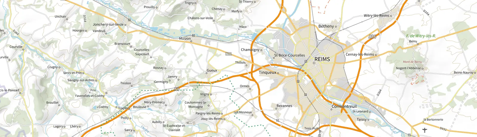 Carte IGN des environs de Reims, lieu de départ