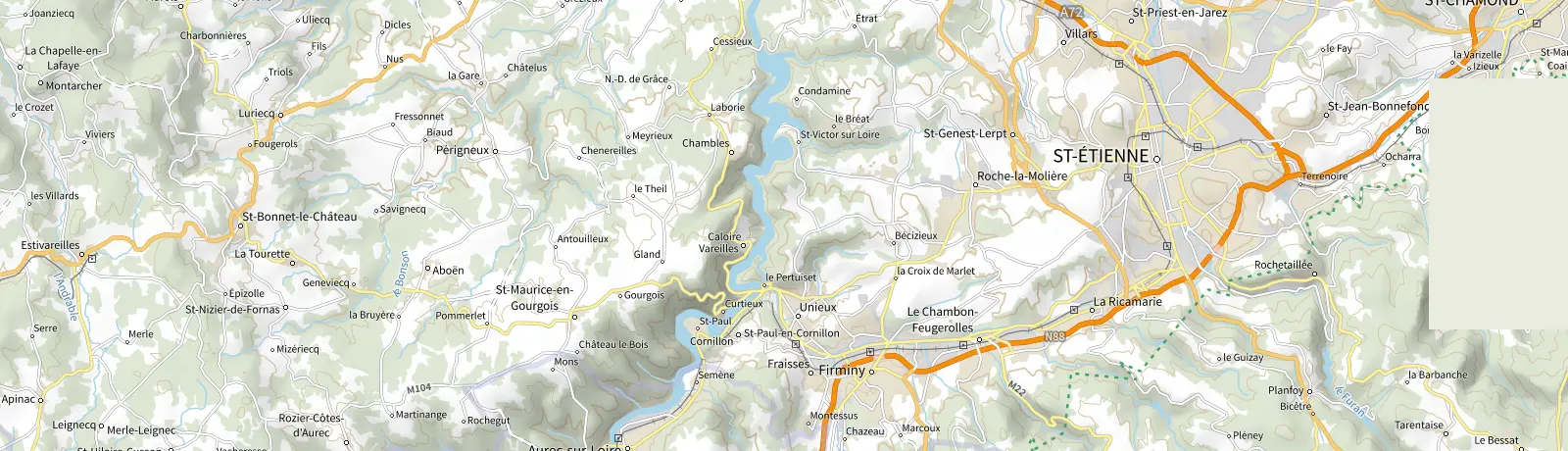 Carte IGN des environs de Saint-Étienne, lieu de départ