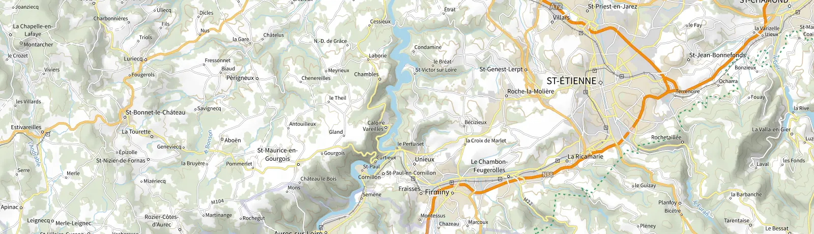 Carte IGN des environs de Saint-Étienne, lieu de départ