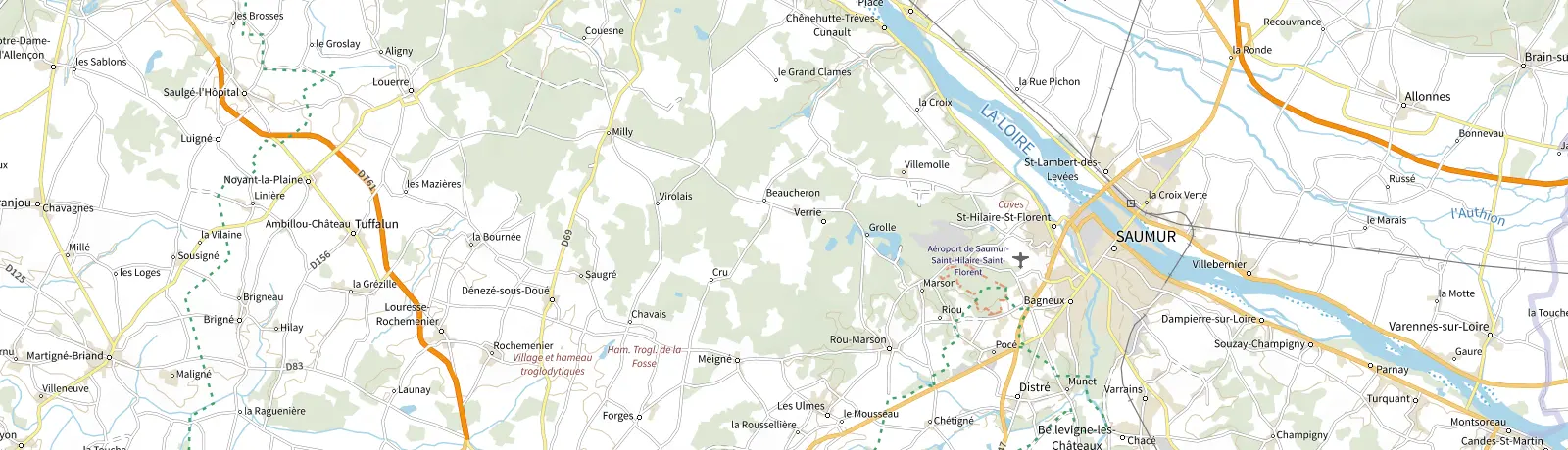 Carte IGN des environs de Saumur, lieu de départ