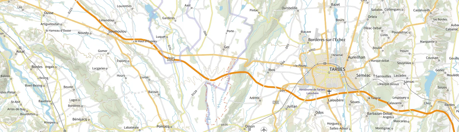 Carte IGN des environs de Tarbes, lieu de départ