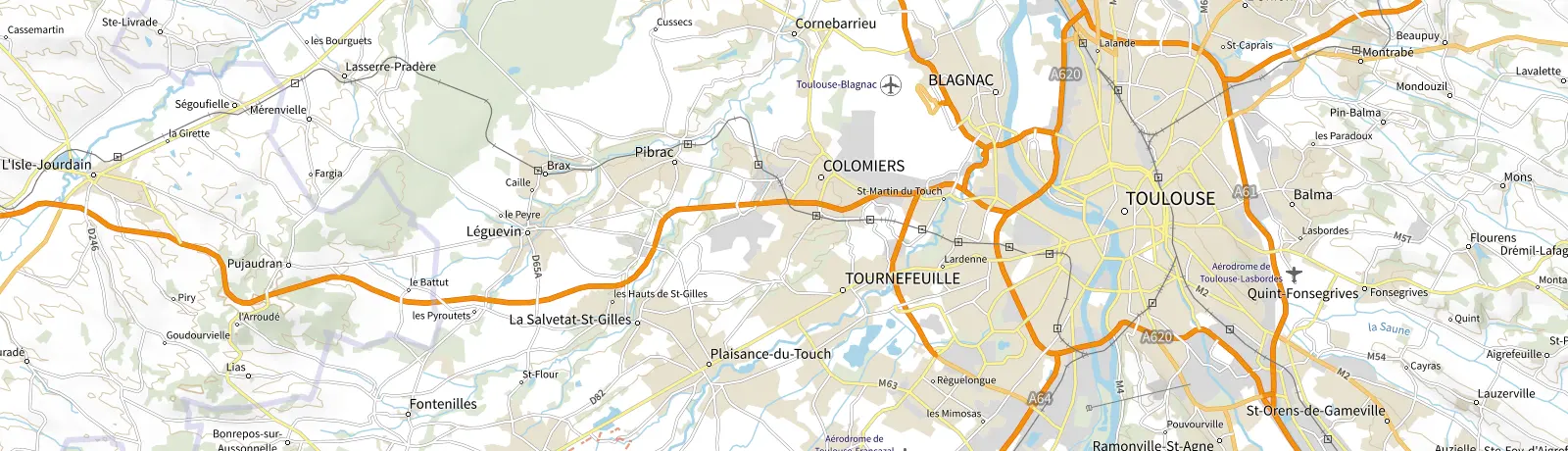 Carte IGN des environs de Toulouse, lieu de départ