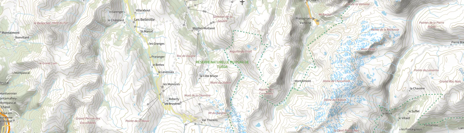 Carte IGN des environs de Pralognan-la-Vanoise, lieu de départ
