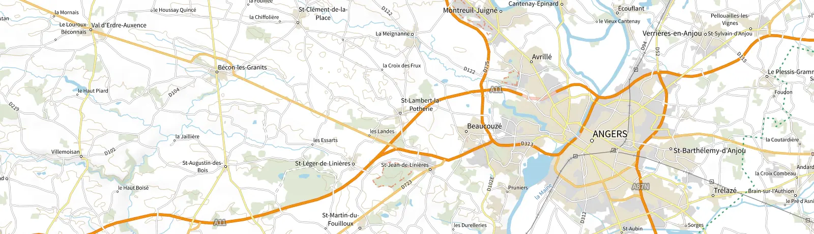 Carte IGN des environs de Angers, lieu de départ