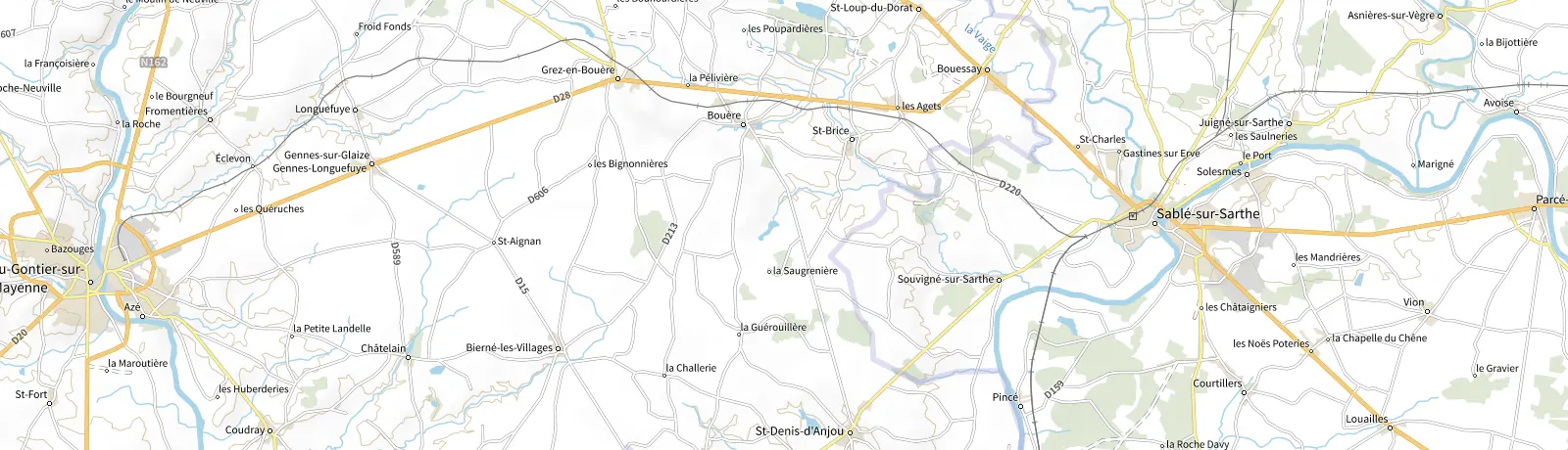 Carte IGN des environs de Sablé-sur-Sarthe, lieu de départ