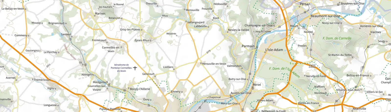 Carte IGN des environs de L'Isle-Adam, lieu de départ