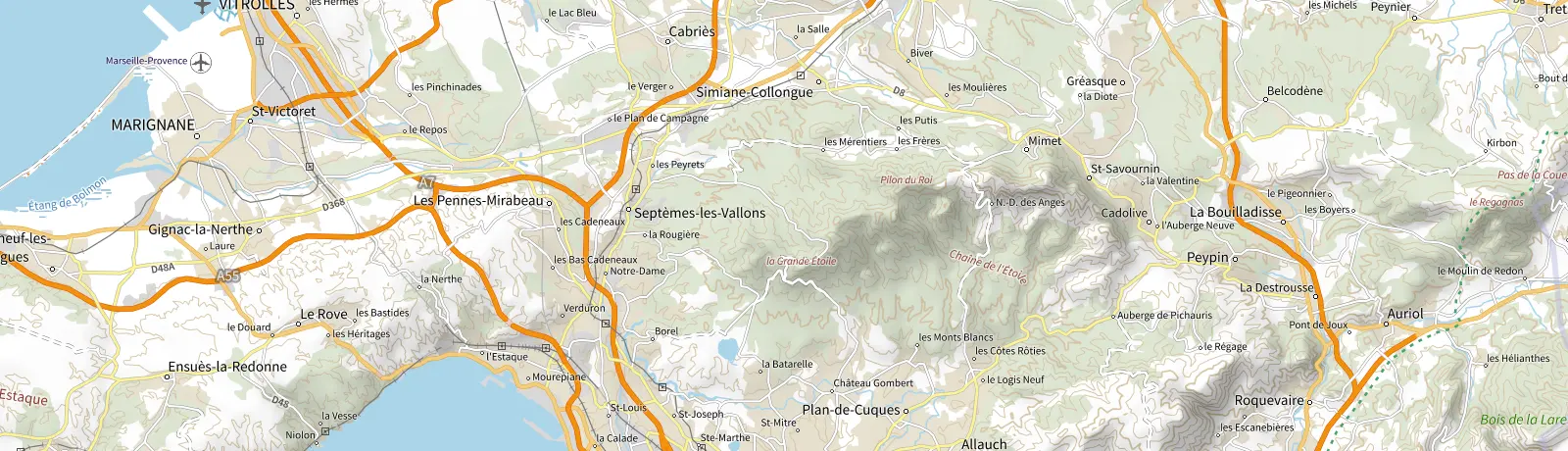 Carte IGN des environs de Cadolive, lieu de départ