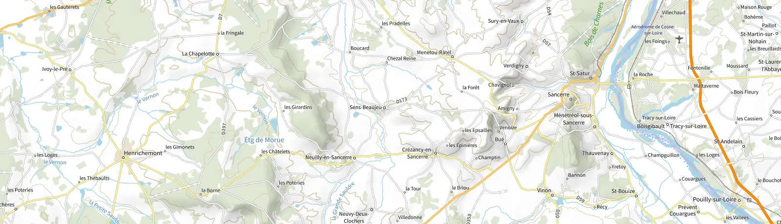 Carte IGN des environs de Sancerre, lieu de départ