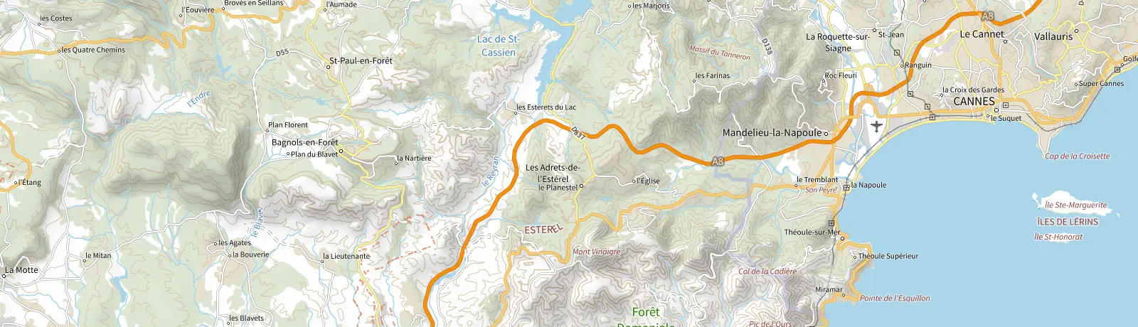 Carte IGN des environs de Mandelieu-la-Napoule, lieu de départ