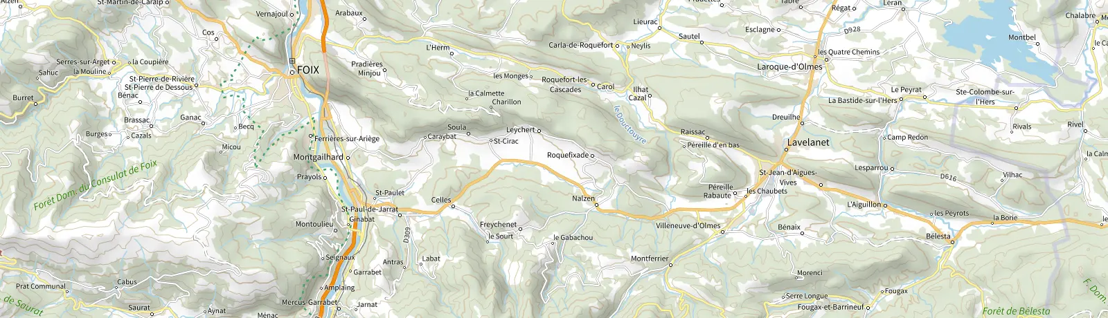 Carte IGN des environs de Lavelanet, lieu de départ