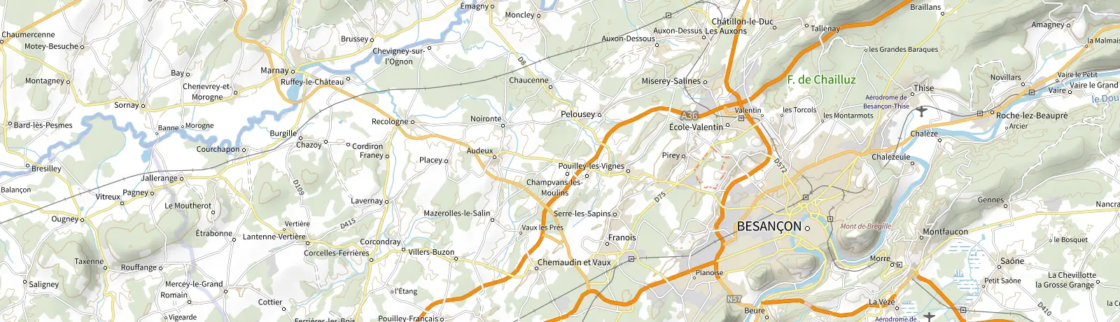 Carte IGN des environs de Besançon, lieu de départ