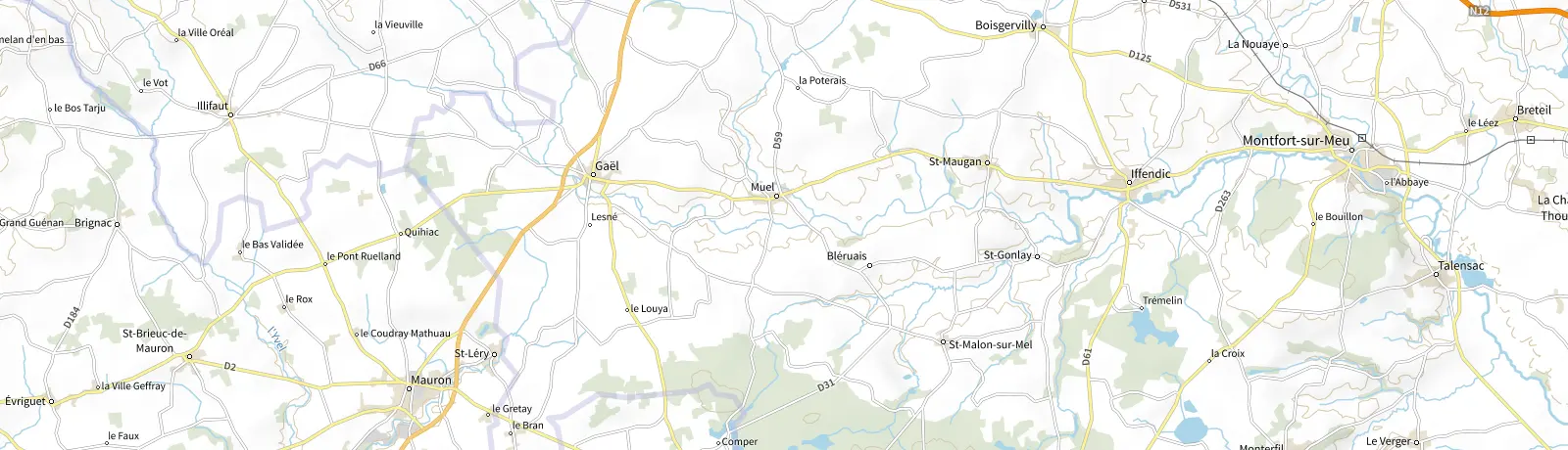 Carte IGN des environs de Iffendic, lieu de départ